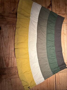 Tiered Multicolor Cotton Skirt - Yellow, Cream, Olive, Green, Gray